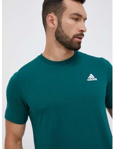 Pamučna majica adidas boja: zelena, glatki model