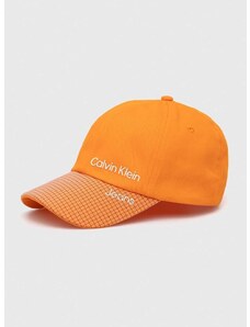 Pamučna kapa sa šiltom za bebe Calvin Klein Jeans boja: narančasta, s uzorkom