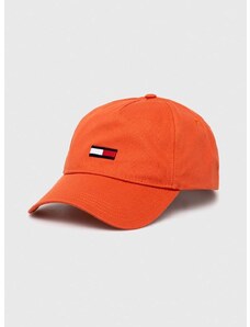 Pamučna kapa sa šiltom Tommy Jeans boja: narančasta, glatka