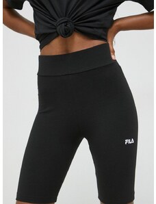 Kratke hlače Fila Buckautal za žene, boja: crna, glatki materijal, visoki struk, FAW0455