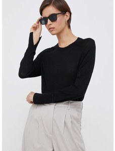 Vuneni pulover Calvin Klein za žene, boja: crna, lagani