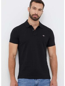 Pamučna polo majica Gant boja: crna, glatki model