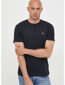 Pamučna majica Gant boja: crna, glatki model