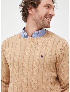 Pamučni pulover Polo Ralph Lauren za muškarce, boja: bež, lagani