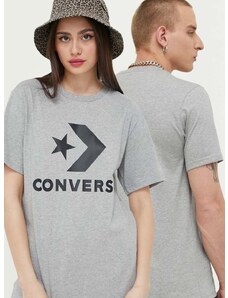 Pamučna majica Converse boja: siva, s tiskom