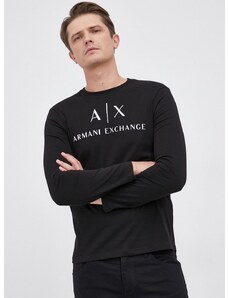 Majica dugih rukava Armani Exchange za muškarce, boja: crna, 8NZTCH Z8H4Z NOS