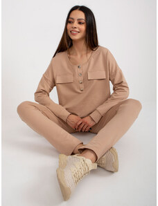 Fashionhunters Casual Camel trouser set
