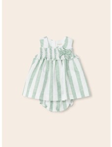 Pamučna haljina za bebe Mayoral Newborn boja: tirkizna, mini, širi se prema dolje