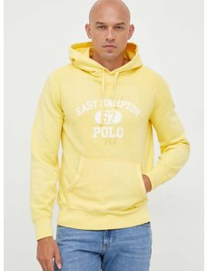 Dukserica Polo Ralph Lauren za muškarce, boja: žuta, s kapuljačom, s tiskom