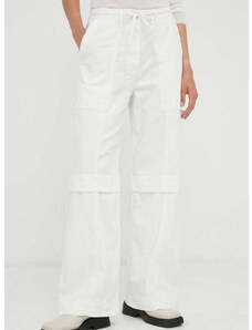 Pamučne hlače Day Birger et Mikkelsen boja: bijela, široke, visoki struk