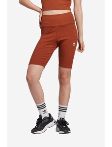 Kratke hlače adidas Originals za žene, boja: smeđa, glatki materijal, visoki struk, IL9621-brown