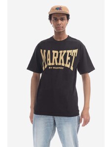 Pamučna majica Market boja: crna, s tiskom, 399001370-cream