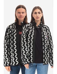 Vunena jakna PLEASURES Drifter Fuzzy Jacket boja: crna, za prijelazno razdoblje, oversize, P22F011-BLACK