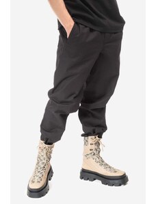 Pamučne hlače Wood Wood Stanley Crispy Check Trousers boja: crna, ravni kroj, 12235008.5274-BLACK