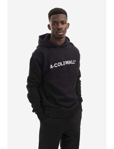 Pamučna dukserica A-COLD-WALL* Essential Logo Hoodie za muškarce, boja: crna, s kapuljačom, s tiskom, ACWMW083.-LIGHTORANG