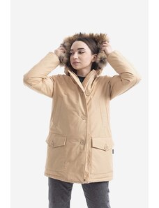 Pernata jakna Woolrich Arctic za žene, boja: bež, za zimu, CFWWOU0540FRUT0001-OIL