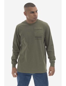 Pamučna majica dugih rukava Maharishi Miltype Longsleeve T-shirt L/S Organic Cotton Jerse boja: zelena, s aplikacijom, 7022.OLIVE-OLIVE