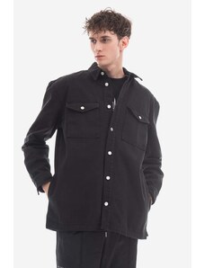 Traper jakna Han Kjøbenhavn Boxed Overshirt za muškarce, boja: crna, za prijelazno razdoblje, oversize, M.132564-BLACK