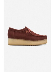 Cipele od brušene kože Clarks Originals Wallacraft Lo za žene, boja: crvena, s platformom, 26168747