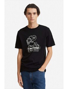 Pamučna majica Wood Wood X Garfield boja: crna, s tiskom, 30045702.2222-BLACK