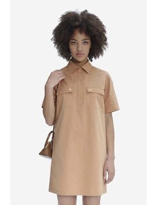 Pamučna haljina A.P.C. Robe Berangere boja: bež, mini, ravna, COGBM-F05953 BEIGE