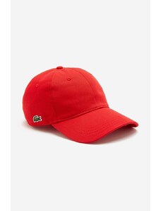 Pamučna kapa sa šiltom Lacoste boja: crvena, glatka