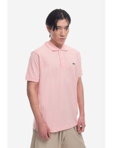 Pamučna polo majica Lacoste L1212 KF9 boja: ružičasta, glatki model