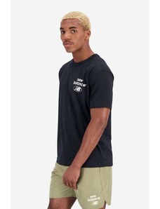Pamučna majica New Balance boja: crna, s tiskom, MT31518BK-8BK