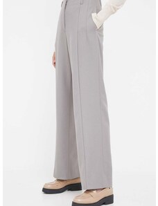 Vunene hlače Calvin Klein boja: siva, ravni kroj, visoki struk