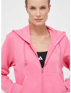 Dukserica adidas za žene, boja: ružičasta, s kapuljačom, glatka