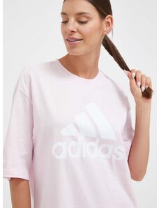Pamučna majica adidas boja: ružičasta