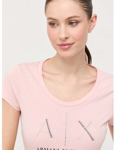 Pamučna majica Armani Exchange boja: ružičasta