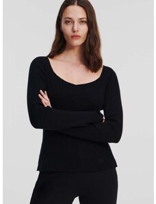 Pulover Karl Lagerfeld za žene, boja: crna, lagani