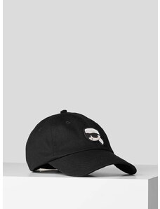 Pamučna kapa sa šiltom Karl Lagerfeld boja: crna, s aplikacijom