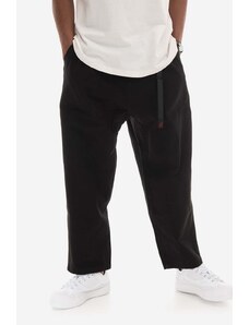 Pamučne hlače Gramicci Loose Tapered Pant boja: crna, široke, srednje visoki struk