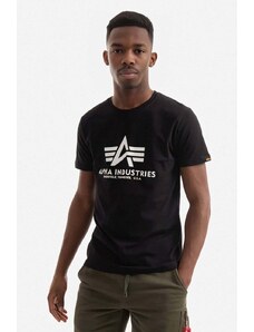 Pamučna majica Alpha Industries Basic T-Shirt boja: crna, s tiskom, 100501.03-black 100501.03