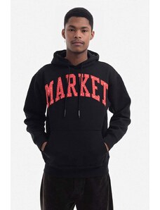 Pamučna dukserica Market za muškarce, boja: crna, s kapuljačom, s tiskom, 397000194-16