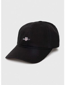 Pamučna kapa sa šiltom Gant boja: crna, s aplikacijom