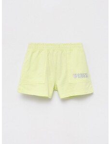 Dječje pamučne kratke hlače Guess boja: žuta, s tiskom