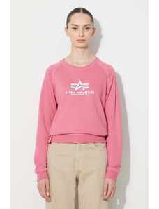 Dukserica Alpha Industries New Basic Sweater Wmn za muškarce, boja: ružičasta, s tiskom, 196031.49-pink
