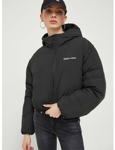 Pernata jakna Tommy Jeans za žene, boja: crna, za zimu