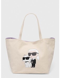 Pamučna torba Karl Lagerfeld boja: bež