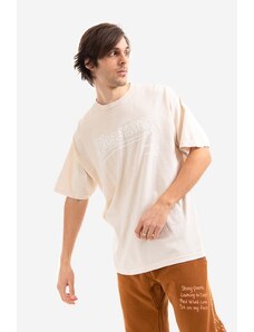 Pamučna majica PLEASURES za muškarce, boja: bež, s tiskom, P21W040-NATURAL
