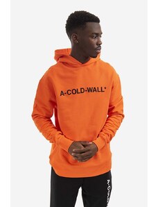 Pamučna dukserica A-COLD-WALL* Essential Logo Hoodie za muškarce, boja: narančasta, s kapuljačom, s tiskom, ACWMW083.-LIGHTORANG