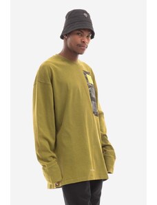 Pamučna majica dugih rukava A-COLD-WALL* Relaxed Cubist LS T-shirt Longsleeve boja: zelena, s tiskom, ACWMTS098-MOSSGREEN