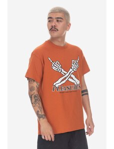 Pamučna majica PLEASURES Dont Care T-shirt boja: narančasta, s tiskom, P23SP051-WHITE