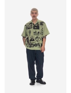 Košulja PLEASURES Choices Camp Collar za muškarce, boja: zelena, relaxed, s klasičnim ovratnikom, P23SP015-ORANGE