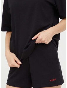 Homewear kratke hlače HUGO boja: crna, glatki materijal, visoki struk