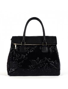 Luksuzna Talijanska torba od prave kože VERA ITALY "Malabia", boja crna, 28x36cm