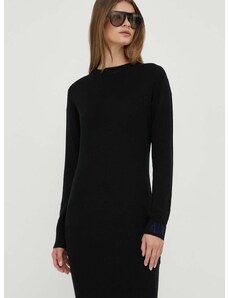 Vunena haljina Armani Exchange boja: crna, midi, ravna